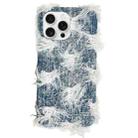 For iPhone 16 Pro Camellia Denim Plush TPU Phone Case(Blue) - 1