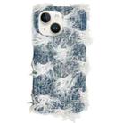 For iPhone 15 Plus Camellia Denim Plush TPU Phone Case(Blue) - 1