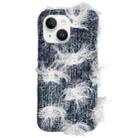 For iPhone 15 Camellia Denim Plush TPU Phone Case(Dark Blue) - 1