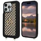 For iPhone 15 Pro Double Bckle Card Slot Full Coverage Phone Case with Cross-body Strap(Black) - 2