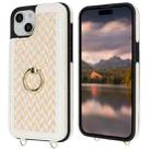 For iPhone 14 Plus / 15 Plus Double Bckle Card Slot Full Coverage Phone Case with Cross-body Strap(White) - 2