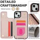 For iPhone 14 Plus / 15 Plus Double Bckle Card Slot Full Coverage Phone Case with Cross-body Strap(Rose Gold) - 3