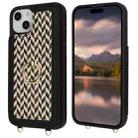 For iPhone 15 Double Bckle Card Slot Full Coverage Phone Case with Cross-body Strap(Black) - 2