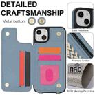 For iPhone 15 Double Bckle Card Slot Full Coverage Phone Case with Cross-body Strap(Blue) - 3