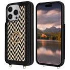 For iPhone 14 Pro Double Bckle Card Slot Full Coverage Phone Case with Cross-body Strap(Black) - 2