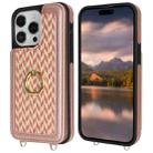 For iPhone 14 Pro Double Bckle Card Slot Full Coverage Phone Case with Cross-body Strap(Rose Gold) - 2