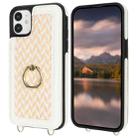 For iPhone 12 Double Bckle Card Slot Full Coverage Phone Case with Cross-body Strap(White) - 2