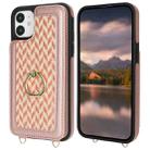 For iPhone 12 Double Bckle Card Slot Full Coverage Phone Case with Cross-body Strap(Rose Gold) - 2