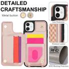 For iPhone 12 Double Bckle Card Slot Full Coverage Phone Case with Cross-body Strap(Rose Gold) - 3