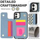 For iPhone 12 Double Bckle Card Slot Full Coverage Phone Case with Cross-body Strap(Blue) - 3