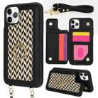 For iPhone 11 Pro Max Double Bckle Card Slot Full Coverage Phone Case with Cross-body Strap(Black) - 1