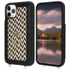 For iPhone 11 Pro Max Double Bckle Card Slot Full Coverage Phone Case with Cross-body Strap(Black) - 2
