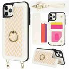 For iPhone 11 Pro Max Double Bckle Card Slot Full Coverage Phone Case with Cross-body Strap(White) - 1