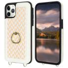 For iPhone 11 Pro Max Double Bckle Card Slot Full Coverage Phone Case with Cross-body Strap(White) - 2