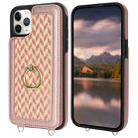 For iPhone 11 Pro Max Double Bckle Card Slot Full Coverage Phone Case with Cross-body Strap(Rose Gold) - 2