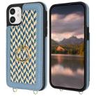 For iPhone 11 Double Bckle Card Slot Full Coverage Phone Case with Cross-body Strap(Blue) - 2