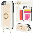For iPhone 7 / 8 / SE 2020 2022 Double Bckle Card Slot Full Coverage Phone Case with Cross-body Strap(White) - 1
