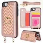 For iPhone 7 / 8 / SE 2020 2022 Double Bckle Card Slot Full Coverage Phone Case with Cross-body Strap(Rose Gold) - 1