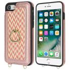 For iPhone 7 / 8 / SE 2020 2022 Double Bckle Card Slot Full Coverage Phone Case with Cross-body Strap(Rose Gold) - 2