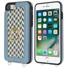 For iPhone 7 / 8 / SE 2020 2022 Double Bckle Card Slot Full Coverage Phone Case with Cross-body Strap(Blue) - 2