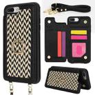 For iPhone 7 Plus / 8 Plus Double Bckle Card Slot Full Coverage Phone Case with Cross-body Strap(Black) - 1