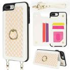 For iPhone 7 Plus / 8 Plus Double Bckle Card Slot Full Coverage Phone Case with Cross-body Strap(White) - 1