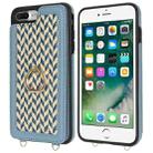 For iPhone 7 Plus / 8 Plus Double Bckle Card Slot Full Coverage Phone Case with Cross-body Strap(Blue) - 2