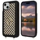 For iPhone 13 / 14 Double Bckle Card Slot Full Coverage Phone Case with Cross-body Strap(Black) - 2