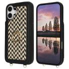 For iPhone 16 Plus Double Bckle Card Slot Full Coverage Phone Case with Cross-body Strap(Black) - 2