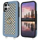 For iPhone 16 Plus Double Bckle Card Slot Full Coverage Phone Case with Cross-body Strap(Blue) - 2