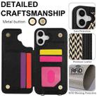 For iPhone 16 Double Bckle Card Slot Full Coverage Phone Case with Cross-body Strap(Black) - 3