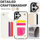 For iPhone 16 Double Bckle Card Slot Full Coverage Phone Case with Cross-body Strap(White) - 3