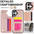 For iPhone 16 Double Bckle Card Slot Full Coverage Phone Case with Cross-body Strap(Rose Gold) - 3