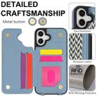 For iPhone 16 Double Bckle Card Slot Full Coverage Phone Case with Cross-body Strap(Blue) - 3