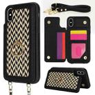 For iPhone X / XS Double Bckle Card Slot Full Coverage Phone Case with Cross-body Strap(Black) - 1