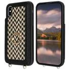 For iPhone X / XS Double Bckle Card Slot Full Coverage Phone Case with Cross-body Strap(Black) - 2