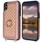 For iPhone X / XS Double Bckle Card Slot Full Coverage Phone Case with Cross-body Strap(Rose Gold) - 2