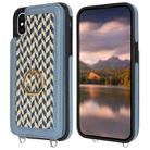 For iPhone X / XS Double Bckle Card Slot Full Coverage Phone Case with Cross-body Strap(Blue) - 2