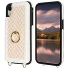 For iPhone XR Double Bckle Card Slot Full Coverage Phone Case with Cross-body Strap(White) - 2