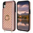 For iPhone XR Double Bckle Card Slot Full Coverage Phone Case with Cross-body Strap(Rose Gold) - 2