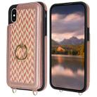 For iPhone XS Max Double Bckle Card Slot Full Coverage Phone Case with Cross-body Strap(Rose Gold) - 2