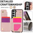 For Samsung Galaxy S22 5G Double Bckle Card Slot Full Coverage Phone Case with Cross-body Strap(Rose Gold) - 3