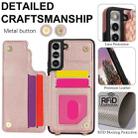 For Samsung Galaxy S22+ 5G Double Bckle Card Slot Full Coverage Phone Case with Cross-body Strap(Rose Gold) - 3