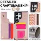 For Samsung Galaxy S22 Ultra 5G Double Bckle Card Slot Full Coverage Phone Case with Cross-body Strap(Rose Gold) - 3