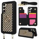 For Samsung Galaxy S23 5G Double Bckle Card Slot Full Coverage Phone Case with Cross-body Strap(Black) - 1