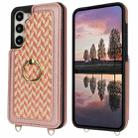 For Samsung Galaxy S23 5G Double Bckle Card Slot Full Coverage Phone Case with Cross-body Strap(Rose Gold) - 2