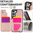 For Samsung Galaxy S23 5G Double Bckle Card Slot Full Coverage Phone Case with Cross-body Strap(Rose Gold) - 3