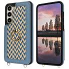 For Samsung Galaxy S23 5G Double Bckle Card Slot Full Coverage Phone Case with Cross-body Strap(Blue) - 2