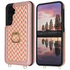 For Samsung Galaxy S23 FE 5G Double Bckle Card Slot Full Coverage Phone Case with Cross-body Strap(Rose Gold) - 2