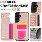 For Samsung Galaxy S23 FE 5G Double Bckle Card Slot Full Coverage Phone Case with Cross-body Strap(Rose Gold) - 3